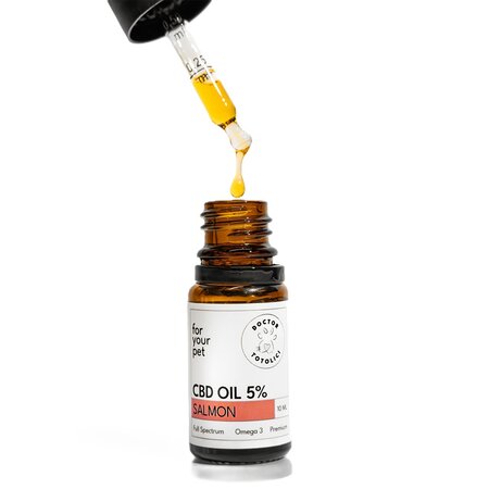 Ulei de canepa 5% pentru caini si pisici cu aroma de somon, 10 ml, Doctor Totolici 729138