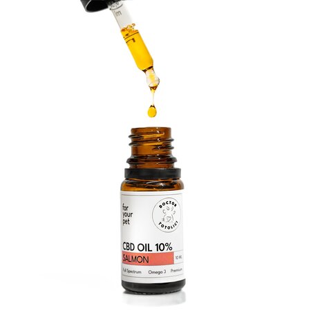 Ulei de canepa 10% pentru caini si pisici cu aroma de somon, 10 ml, Doctor Totolici 729146