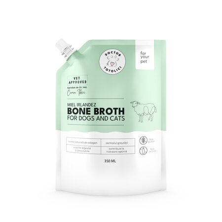 Supa de oase de miel irlandez pentru caini si pisici, 350 ml, Doctor Totolici