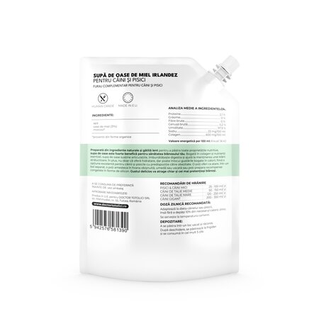 Supa de oase de miel irlandez pentru caini si pisici, 350 ml, Doctor Totolici 749902