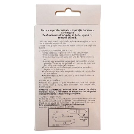 Aspirator nazal cu aspiratie bucala cu varf moale, 1 bucata, Pisze 729525
