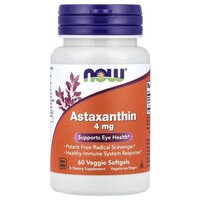 Antioxidant pentru ochi, piele si protectie celulara Astaxantina, 4 mg, 60 gelule moi, Now Foods