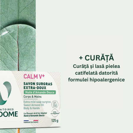 Sapun extra fin cu ulei de migdale Calm V+, 125 g, Laboratoires Vendome 729838