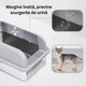 Litiera pentru pisici din inox cu prag si lopetica, marimea XL, Shaw 729904