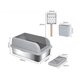 Litiera pentru pisici din inox cu prag si lopetica, marimea XL, Shaw 729906