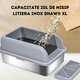 Litiera pentru pisici din inox cu prag si lopetica, marimea XL, Shaw 729903