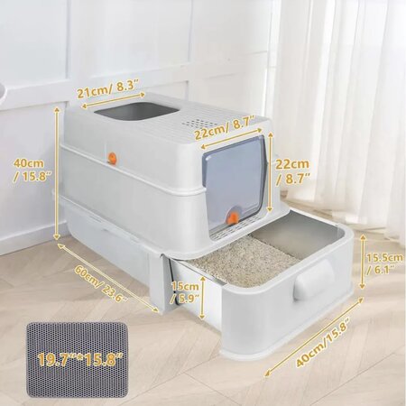 Litiera modulara din inox cu sertar pentru pisici, marimea XL, Shaw 729910