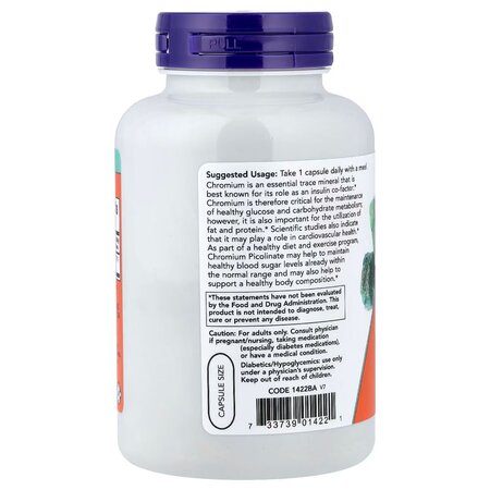 Crom Picolinat, 200mcg, 100 capsule vegetale, Now Foods 730002