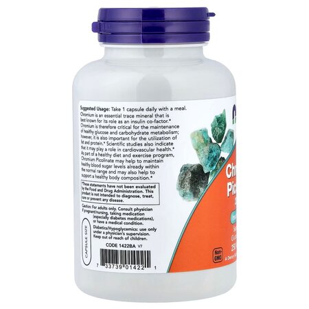 Crom Picolinat, 200mcg, 100 capsule vegetale, Now Foods 730003