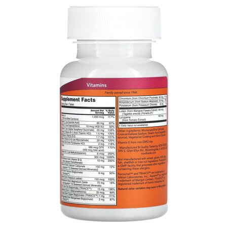 Mulivitamine si Minerale Daily Vits, 100 tablete, Now Foods 730019