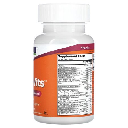 Mulivitamine si Minerale Daily Vits, 100 tablete, Now Foods 730018