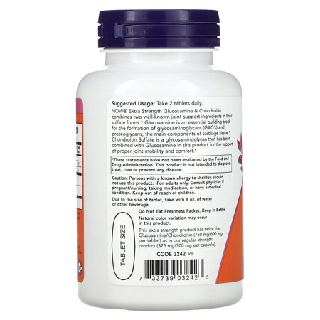 Glucosamina si Condroitina, 750/600mg, 60 tablete, Now Foods 730049