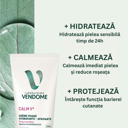 Crema hidratanta calmanta pentru fata Calm V+, 50 g, Laboratoires Vendome 730125