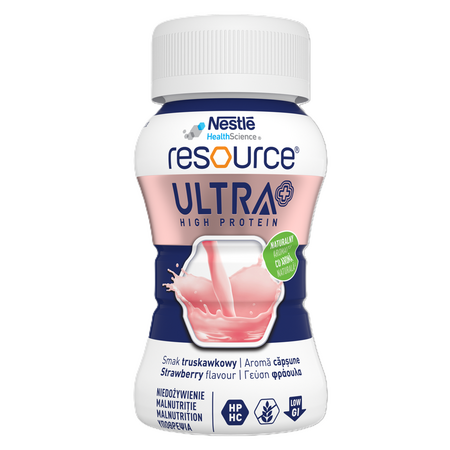 Resource Ultra+ High Protein cu aroma de capsuni, 4 x 125 ml, Nestle 730141