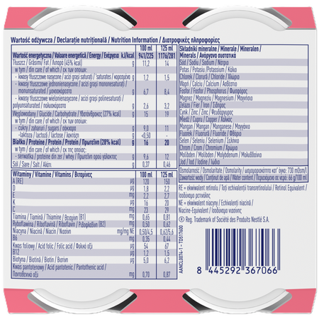 Resource Ultra+ High Protein cu aroma de capsuni, 4 x 125 ml, Nestle 730144