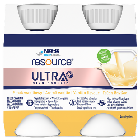 Resource Ultra+ High Protein cu aroma de vanilie, 4 x 125 ml, Nestle 730169