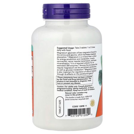 Magneziu Glycinate, 180 tablete, Now Foods 730187