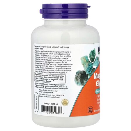 Magneziu Glycinate, 180 tablete, Now Foods 730188