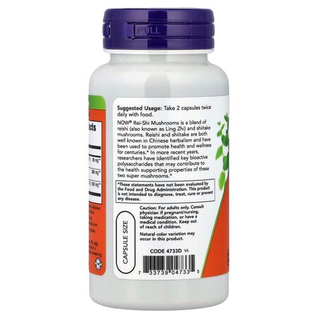Rei-Shi Mushroom, 270mg, 100 capsule vegetale, Now Foods 730271