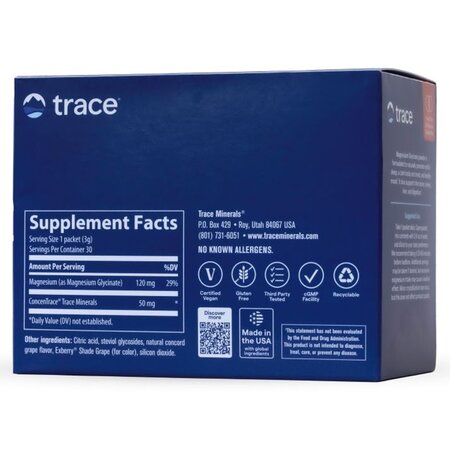 Magneziu glicinat pudra cu aroma de struguri, 30 plicuri, Trace Minerals 730661