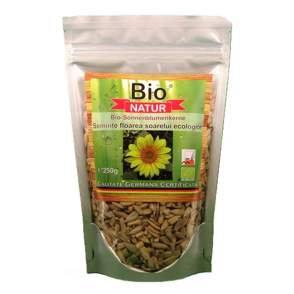Seminte de floarea soarelui ecologice, 250 g, Bio Natur