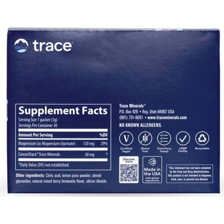 Magneziu glicinat pudra cu aroma de fructe de padure, 30 plicuri, Trace Minerals 730672