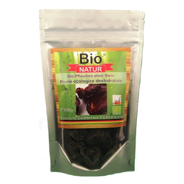 Prune ecologice deshidratate, 150 g, Bio Natur