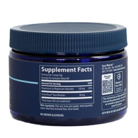 Magneziu glicinat pudra cu aroma de fructe de padure, 180 g, Trace Minerals 730716