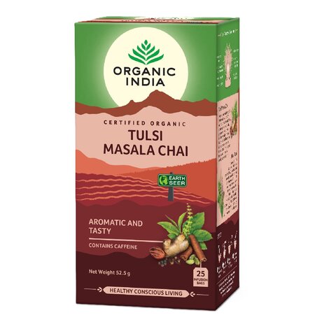 Ceai negru cu busuioc sfant Tulsi Masala, 25 plicuri, Organic India 730887
