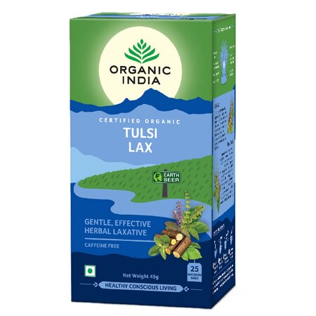 Ceai din frunze de sena si busuioc sfant Tulsi Lax, 25 plicuri, Organic India 730894