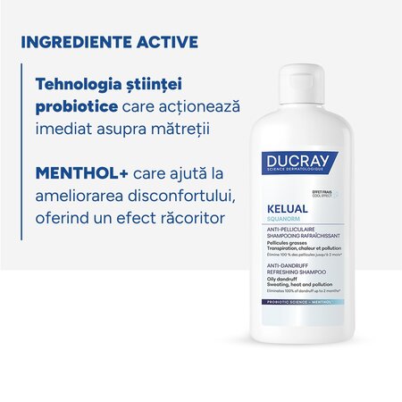 Sampon anti-matreata cu efect racoritor Squanorm Kelual, 200 ml, Ducray 731047