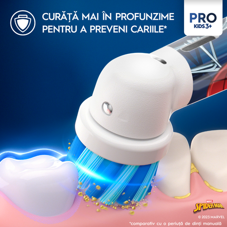 Rezerve periuta de dinti electrica pentru copii Spiderman Pro Kids, 2 bucati, Oral-B 731429