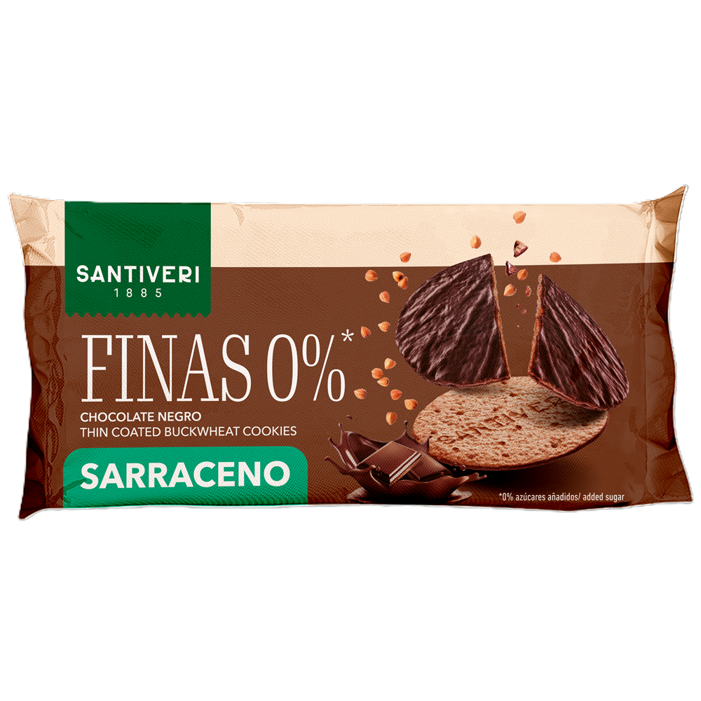 Biscuiti fini cu hrisca si ciocolata neagra, 90 g, Santiveri