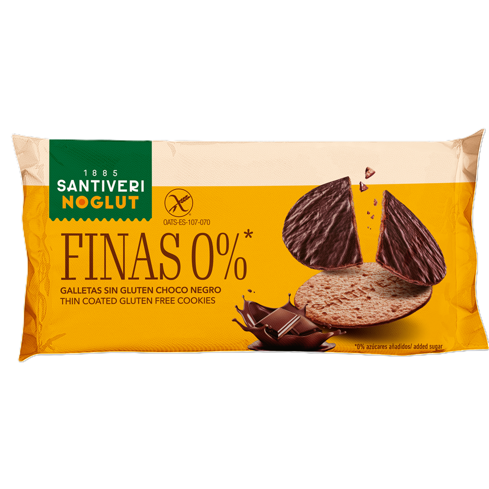 Biscuiti fini fara gluten cu ciocolata neagra, 88 g, Santiveri