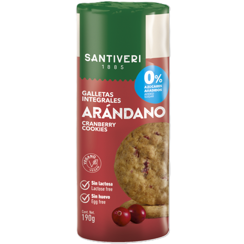 Biscuiti integrali cu merisoare, 190 g, Santiveri