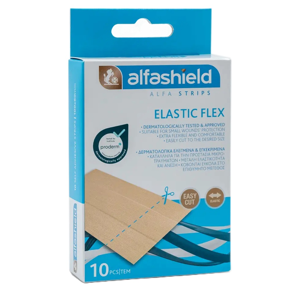 Plasturi pentru protectie rani minore Elastic Flex, 10x6 cm, 10 bucati, Alfashield
