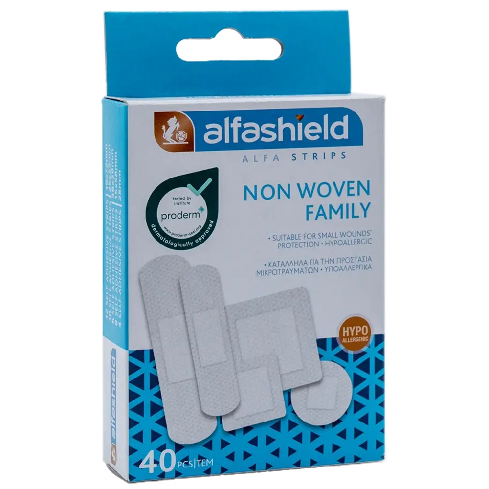 Plasturi pentru protectie rani minore Non Woven Family, 40 bucati, Alfashield