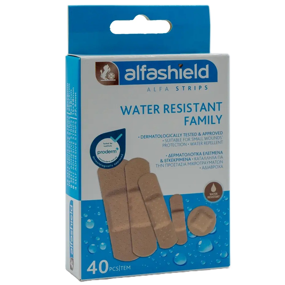 Plasturi de protectie pentru rani minore Water Resistant Family, 40 bucati, Alfashield