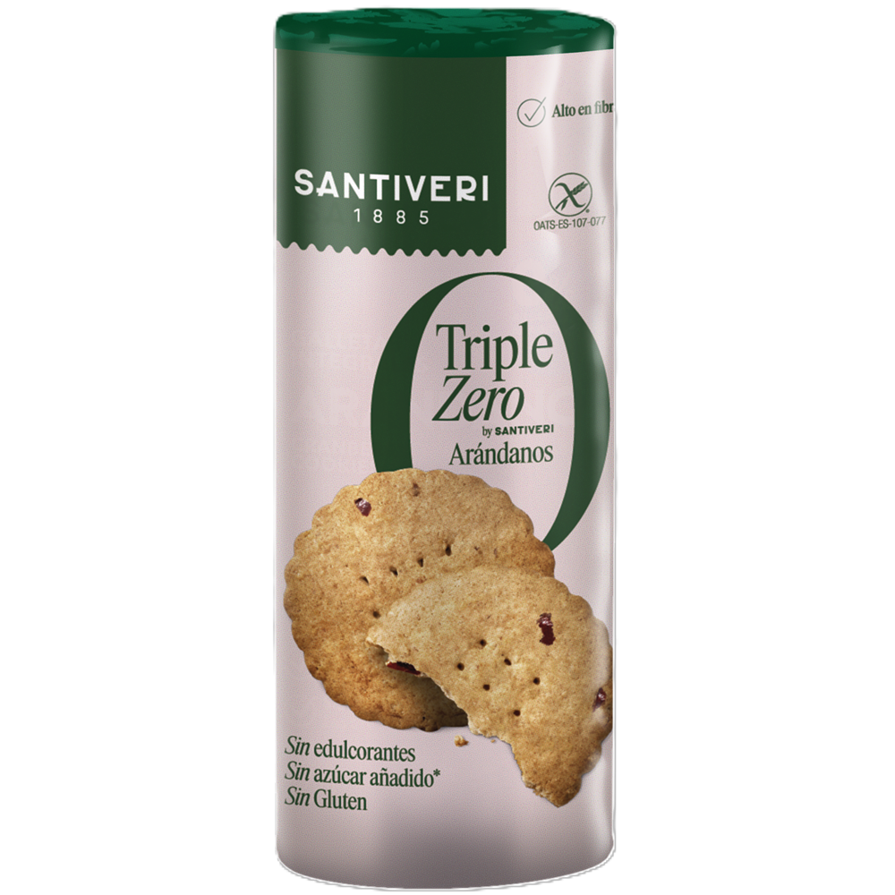 Biscuiti cu merisoare Triple Zero, 205 g, Santiveri