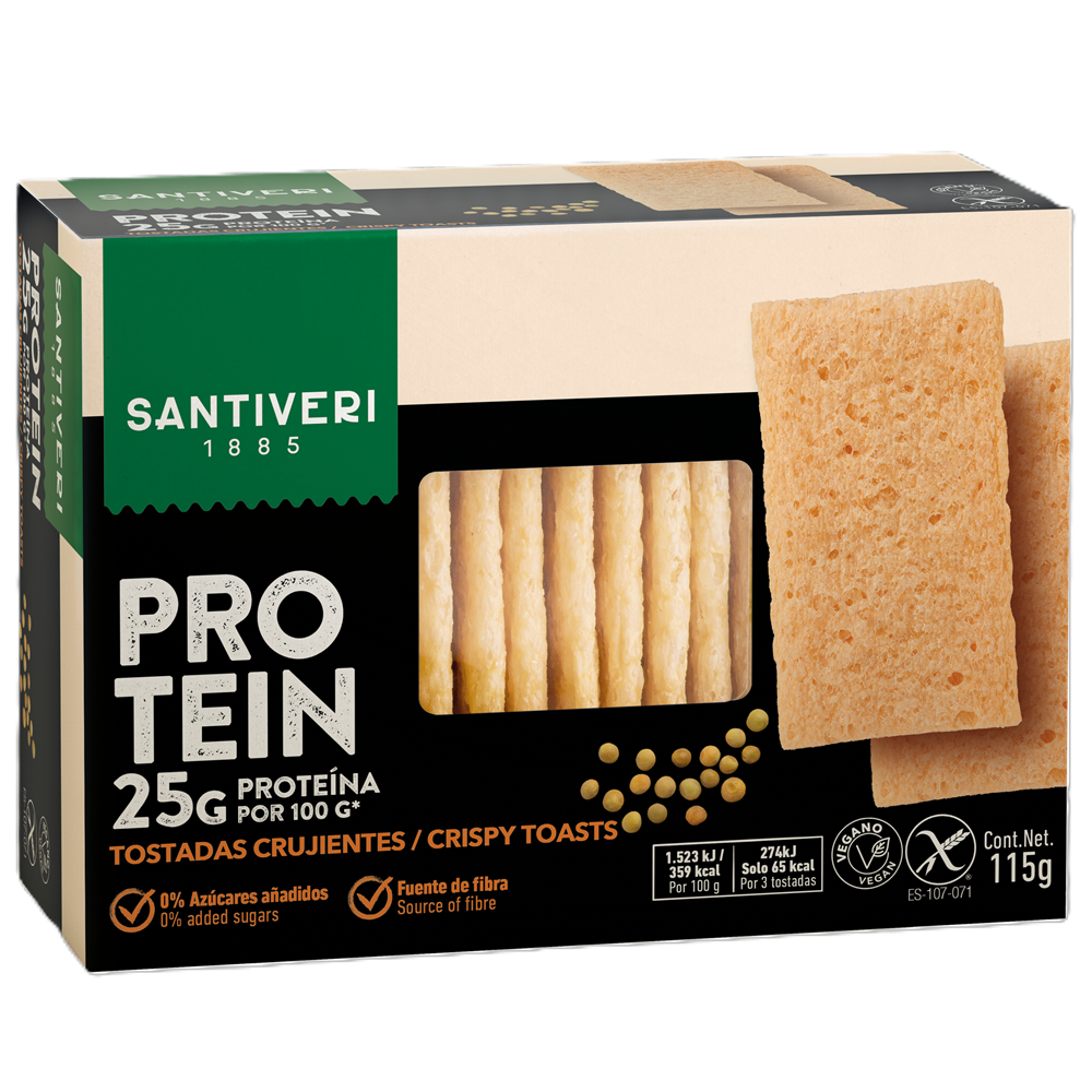 Paine prajita proteica fara gluten, 115 g, Santiveri