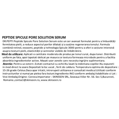 Ser cu retinol si peptide pentru pori dilatati Spicule Pore Solution, 50 ml, Dr. Pepti 731756
