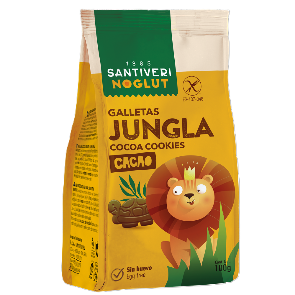 Biscuiti fara gluten cu cacao Jungla, 100 g, Santiveri