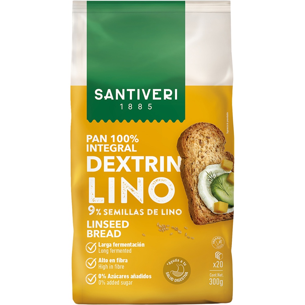 Paine prajita dextrinata cu seminte de in, 300 g, Santiveri