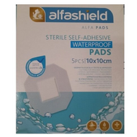 Plasturi pentru protectie rani Alfa Pads Waterproof, 10x10 cm, 5 bucati, Alfashield