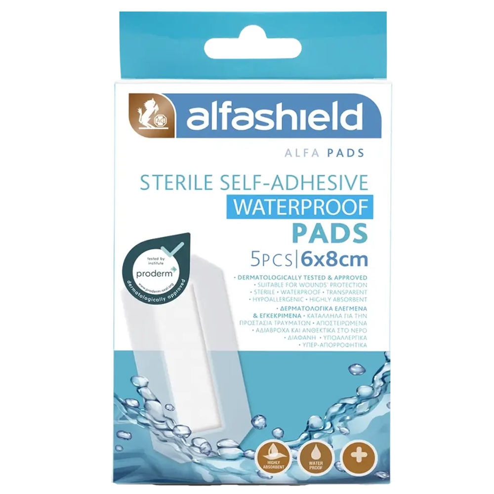 Plasturi pentru protectie rani Alfa Pads Waterproof, 6x8 cm, 5 bucati, Alfashield
