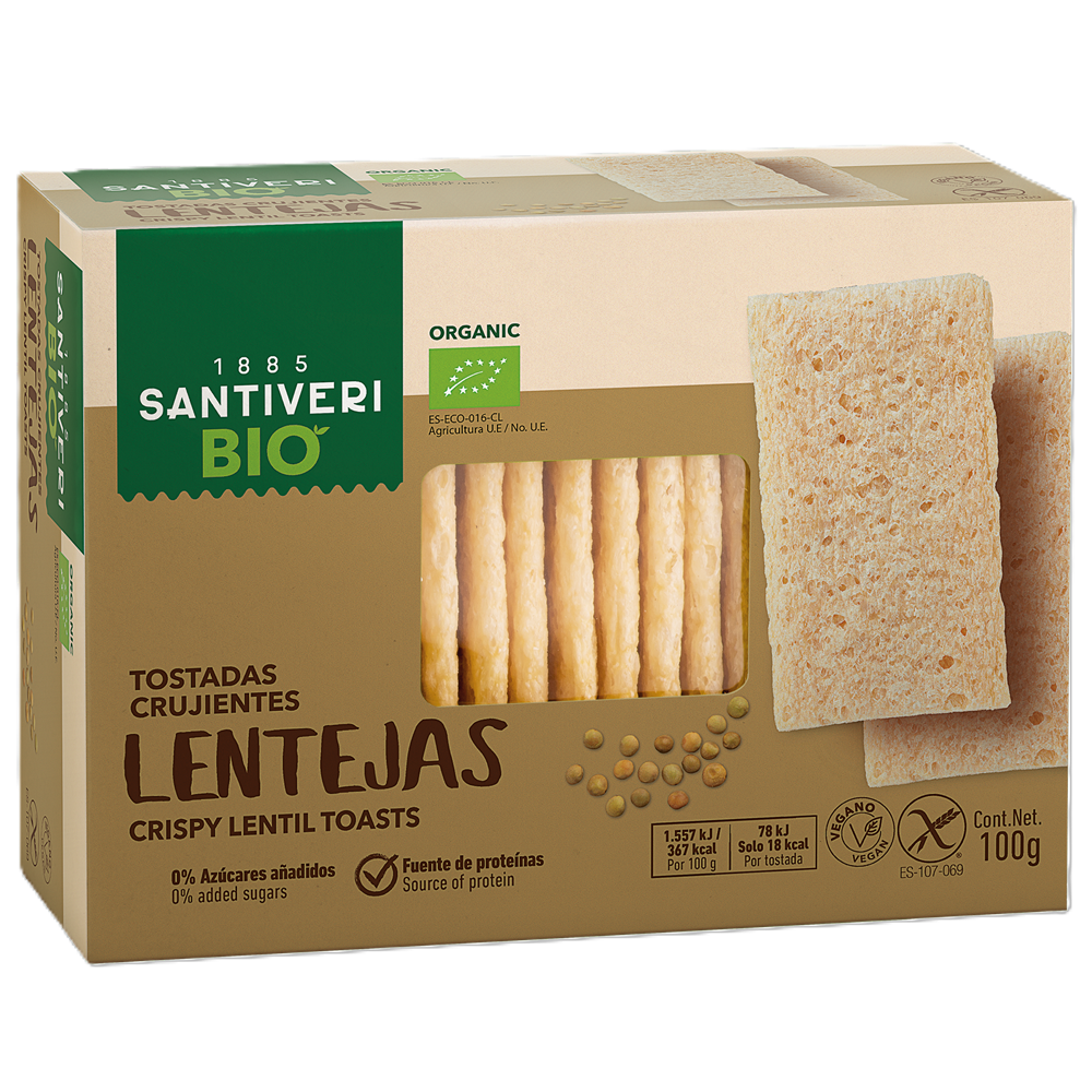 Paine crocanta cu linte bio, 100 g, Santiveri