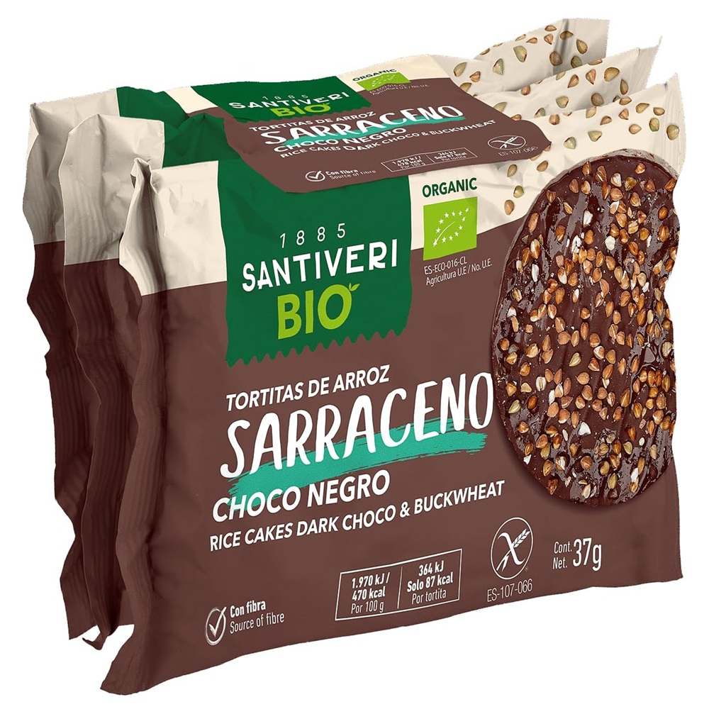 Rondele de orez cu hrisca bio, 3 x 37 g, Santiveri