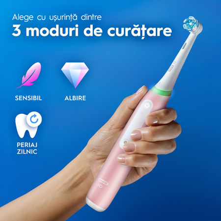 Periuta de dinti electrica roz cu trusa de voiaj iO3, 1 bucata, Oral-B 732172