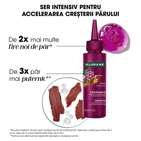 Ser fara clatire pentru cresterea parului cu chinina Growth Accelerating, 100 ml, Klorane 738511