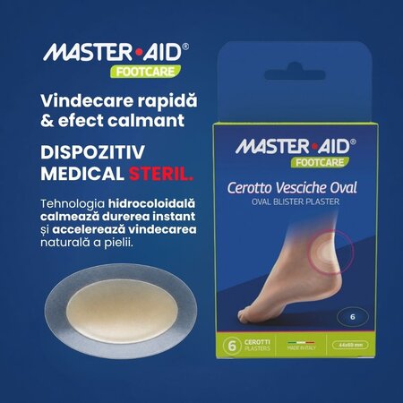 Plasturi hidrocoloidali pentru basici Oval Foot Care Master Aid, 6 bucati, Pietrasanta Pharma 743927